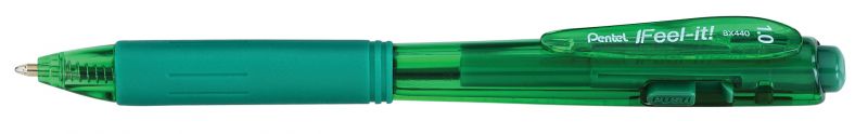 Pentel Kugelschreiber Feel-it! BX440, Druckmechanik, mit ergonomischer Griffzone, 0,5mm, Grün