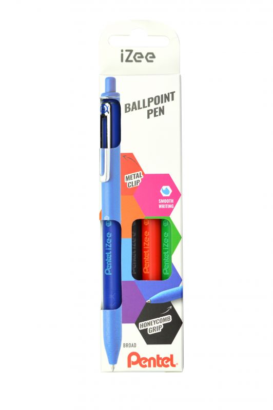 Pentel Kugelschreiber iZee BX470, Druckmechanik, nachfüllbar, 0,5mm, 4 Schreibfarben im Set