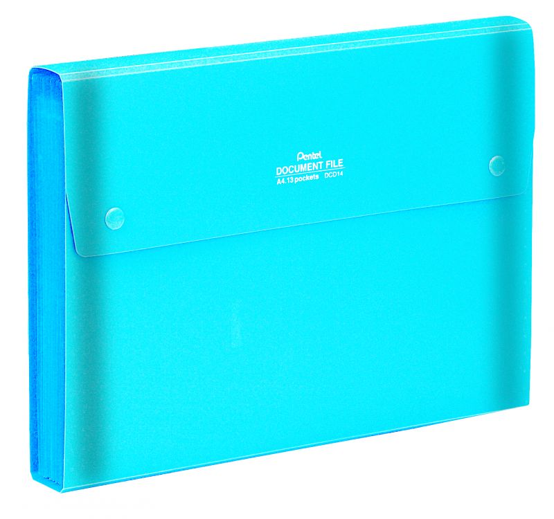 Pentel Fächermappe DCD14 für Blattsammlungen, DIN A4, inkl. Index-Option, Semi-Transparent Blau