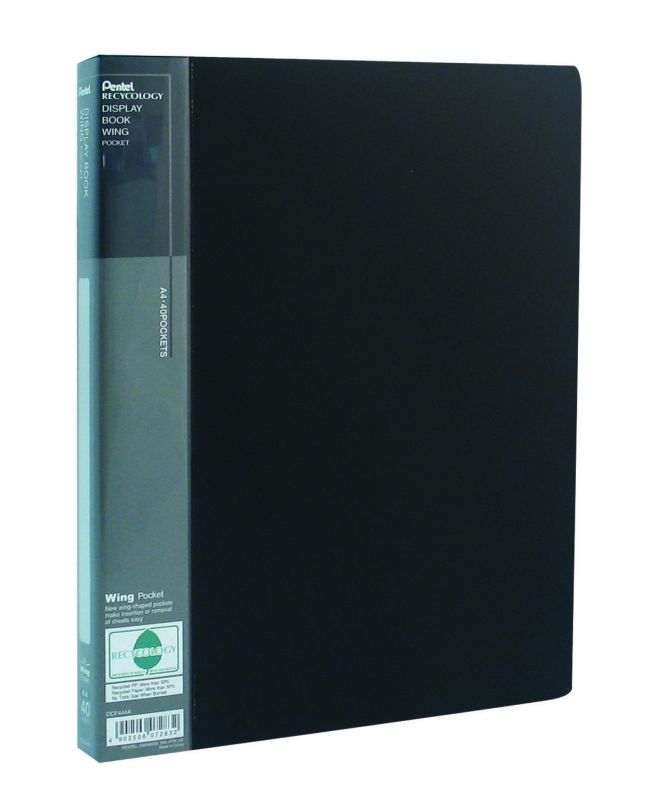 Pentel Sichtbuch Wing DCF444, 40 fest eingebundene Hüllen, DIN A4, Schwarz