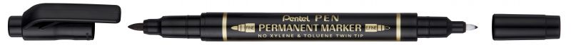 Pentel Permanent-Marker Twin Tip N75W, 0,3 - 1,2mm Rundspitze, Schwarz