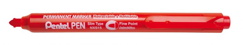 Pentel Permanent-Marker Pentel Pen Slim NXS15, 1mm Rundspitze, Rot