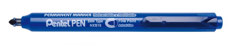 Pentel Permanent-Marker Pentel Pen Slim NXS15, 1mm Rundspitze, Blau