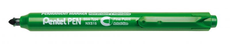 Pentel Permanent-Marker Pentel Pen Slim NXS15, 1mm Rundspitze, Grün
