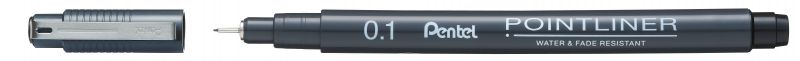 Pentel Pigmentierter Fineliner Pointliner S20P, 0,1mm, Schwarz