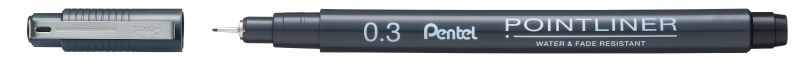 Pentel Pigmentierter Fineliner Pointliner S20P, 0,3mm, Schwarz