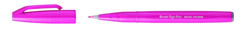 Pentel Brushpen Sign Pen Brush SES15 mit flexibler Pinselspitze, fein schreibend, Pink