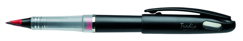 Pentel Federschreiber Tradio Stylo TRJ50, Gehäuse: Schwarz. Strichfarbe: Rot, nachfüllbar