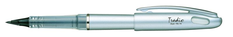 Pentel Federschreiber Tradio Stylo TRJ74, Gehäuse: Silberfarben. Strichfarbe: Schwarz, nachfüllbar