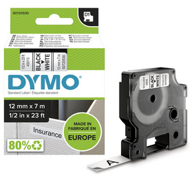 DYMO D1 Schriftbandkassette rot/weiß, 12 mm x 7 m