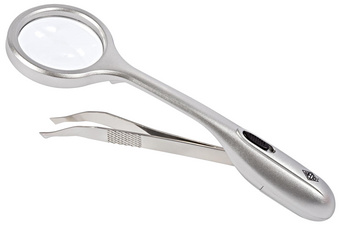 WEDO Lupenpinzette Trizette, mit LED-Licht, silber