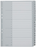 LEITZ Kunststoff-Register, Zahlen, A4 Überbreite, 1-20, grau