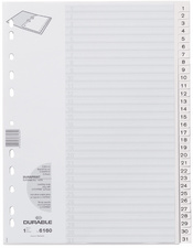 DURABLE Kunststoff-Register, Zahlen, A4, 31-teilig, 1 - 31