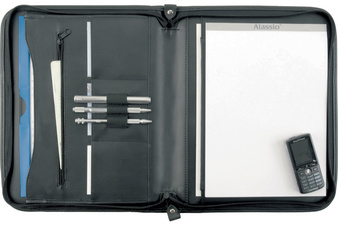 Alassio Schreibmappe MILANO, DIN A4, Leder, schwarz