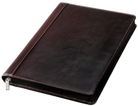 Alassio Schreibmappe MONACO, DIN A4, Leder, dunkelbraun