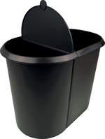helit Papierkorb the double, oval, PE, schwarz/blau