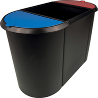 helit Papierkorb the triple, oval, PE, schwarz/gelb/blau