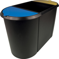 helit Papierkorb the triple, oval, PE, schwarz/gelb/blau