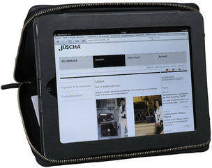 Alassio iPad Organizer, Echtleder, inkl. Block, schwarz