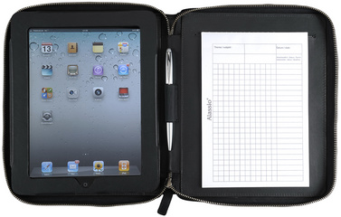 Alassio iPad Organizer, Echtleder, inkl. Block, schwarz