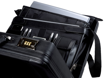 Alassio Attaché-Koffer MODICA, Lederimitat/Nylon, schwarz