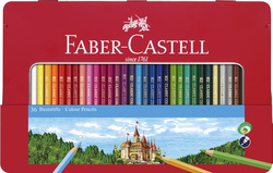 FABER-CASTELL Hexagonal-Buntstifte CASTLE, 48er Metalletui