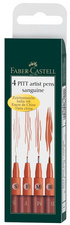 FABER-CASTELL Tuschestift PITT artist pen, schwarz, 4er Etui