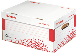 Esselte Archiv-Klappdeckelbox SPEEDBOX, Große: M, weiß/rot,