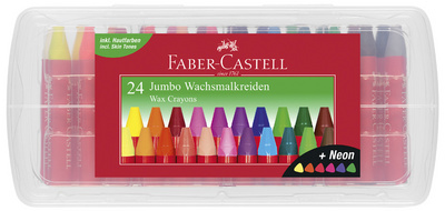 FABER-CASTELL Dreikant-Wachsmalkreide Jumbo, 12er Etui