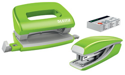 LEITZ Heftgerät- & Locher-Set Mini Nexxt WOW, perlweiß
