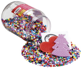 Hama Bügelperlen midi + Stiftplatten, Kunststoffdose, rot