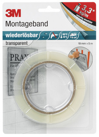3M Scotch Montageband wiederlösbar, 19 mmx5 m, transparent