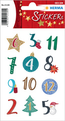 HERMA Weihnachts-Sticker DECOR Sterne, gold mit Ziffern