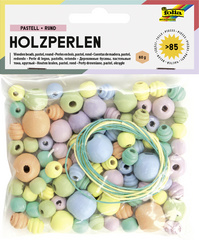 folia Holzperlen Natur, rund, 4 Größen sortiert
