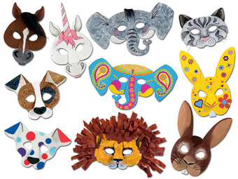 folia Kindermasken Tiere, aus Pappe, 6 Motive sortiert