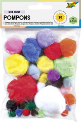 folia Pompons, 30 Stück, weiß