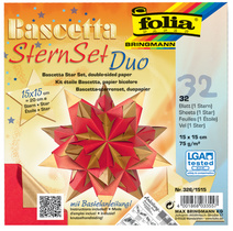 folia Faltblätter Bascetta-Stern, 150 x 150 mm, blau/silber