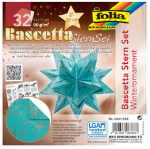 folia Faltblätter Bascetta-Stern, eisblau / bedruckt