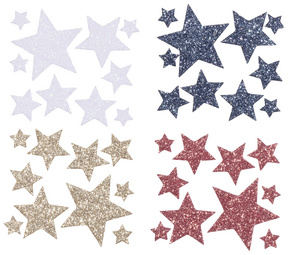 folia Moosgummi Glitter-Sticker STERNE II, 40 Stück