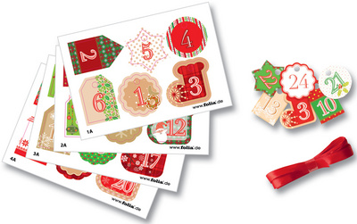 folia Adventskalender-Set, Beutel in Juteoptik, natur