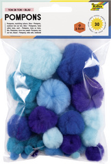 folia Pompons, 30 Stück, TON IN TON MIX Blau