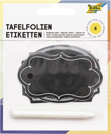 folia Tafel-Etiketten inkl. Specksteinstift, schwarz