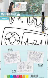 Securit Fensterschablonen-Set WINDOODLE, Musik-Motiv