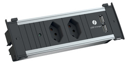 BACHMANN Steckdoseneinheit KAPSA S, 2-fach, 2x USB, 2 m