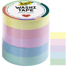 folia Deko-Klebeband Washi-Tape UNI PASTELL, 5er Set