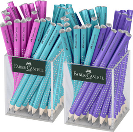 FABER-CASTELL Bleistift Jumbo GRIP SPARKLE, 2er Köcher