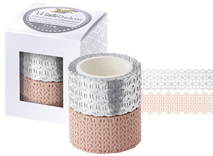 folia Deko-Bordüre Washi-Dekor, grau / gold, 2er Set