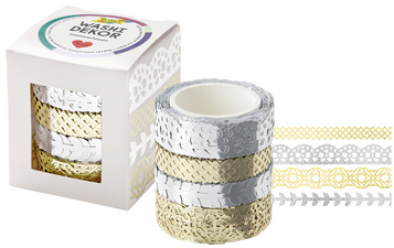 folia Deko-Bordüre Washi-Dekor Pastell, 4er Set