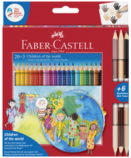 FABER-CASTELL Dreikant-Buntstifte Colour GRIP, 20+3 Etui