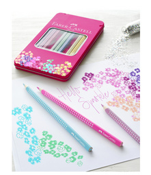 FABER-CASTELL Dreikant-Buntstifte GRIP SPARKLE, 12er Etui